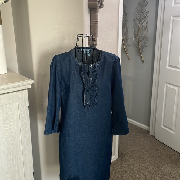 Draper James Chambray Ruffle Shift - Picture 1 of 7